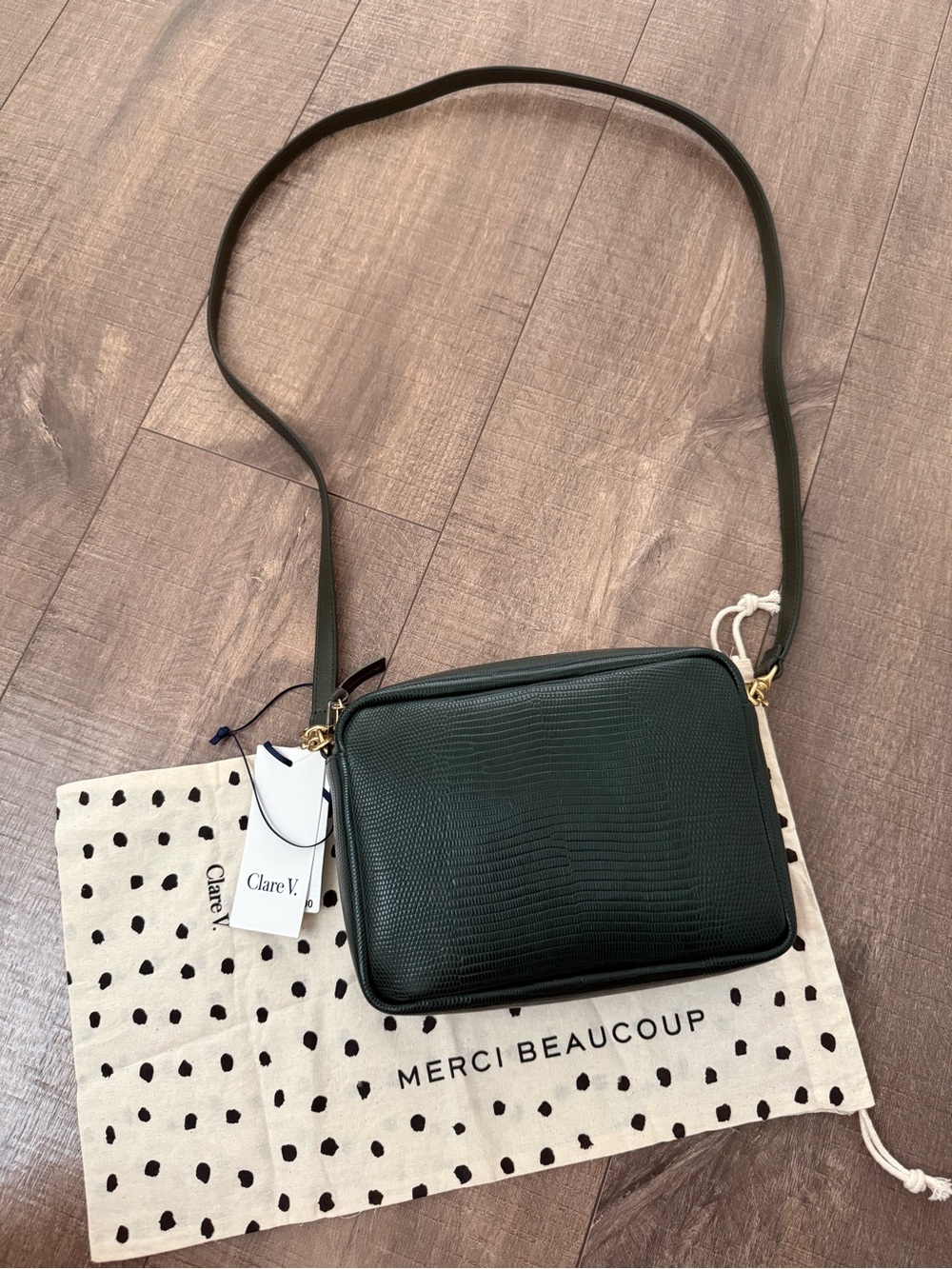 Clare V. Midi Sac Lizard Embossed Leather Crossbody - Picture 2 of 12